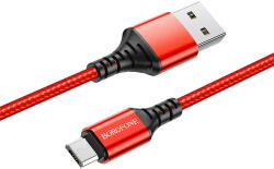 BOROFONE USB la MicroUSB BX54 Ultra bright, 1 m, 2.4A, Rosu (cb/Bor/Micro/BX54/1m/r/bl) - 24mag