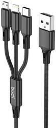 Budi 3in1 USB to USB-C / Lightning / Micro USB Cable 1m (Black) (32076) - 24mag