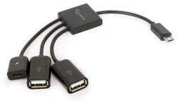 Gembird cable Micro USB OTG BM -> 2x USB AF + micro BF, 0, 15 m (UHB-OTG-02)
