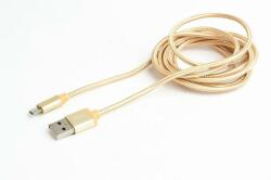 Gembird cotton braided micro USB cable 2.0 AM-MBM5P 1.8M, metal connectors, gold (CCB-mUSB2B-AMBM-6-G) - 24mag