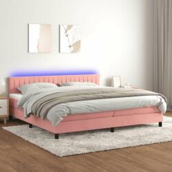 vidaXL rózsaszín bársony rugós és LED-es ágy matraccal 200x200 cm (3134548) - pepita
