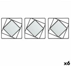 Gift Decor Set de Oglinzi Pătrat Abstract Negru polipropilenă 78 x 26 x 2, 5 cm (6 Unități)