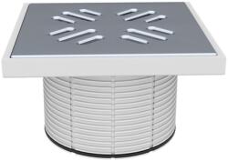 Styron Padlószifon magasító, rozsdamentes ráccsal, 150×150 mm (STY-505)