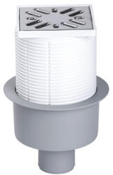 Styron Padlószifon függőleges csatlakozással, 50-es elfolyással, 100×100 mm-es rozsdamentes ráccsal (STY-1004)