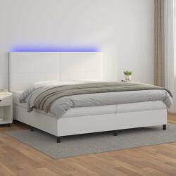 vidaXL fehér műbőr rugós ágy matraccal és LED-del 200x200 cm (3135844) - pepita