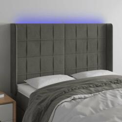 vidaXL Bársony LED Fejtámla - Sötétszürke - 147x16x118/128cm (3124097)