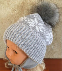  Minimanó téli kötött sapka (50-52) - szürke