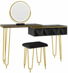 Vicco Bella fésülködőasztal székkel, Led tükörrel, fekete, 120 cm - mindentjoaron