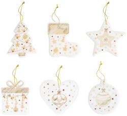 Easy Life Nuova R2S Christmas Lights porcelán díszek 7cm, 6db-os szett, díszdobozban