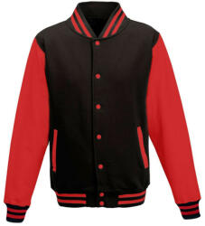 Just Hoods Vastag férfi pulóver, Just Hoods AWJH043, patenttal záródó, Jet Black/Fire Red-3XL
