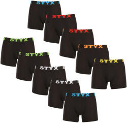 Styx 10PACK Fekete long férfi boxeralsó Styx sport gumi (10U9601) L