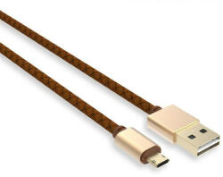 LDNIO Adat- és Töltőkábel LS25, MicroUSB/USB csatlakozó, 2.4A gyorstöltés, 1 méter, arany/barna