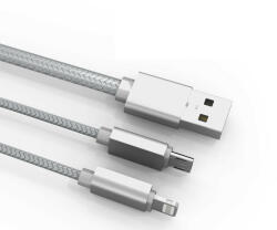 LDNIO Electronic Technology Co. Ltd LDNIO 2 az 1-ben Adat- és Töltőkábel LC-86, USB-ről Lightning/MicroUSB csatlakozó, 1 méter, asztroszürke