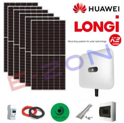LONGi 580W HiMO6 Sistem Fotovoltaic panouri 5 kw ON OFF GRID, Set complet panouri LONGI monocristalin, Sistem Fixare K2, Invertor Huawei, Smartmeter (C735)