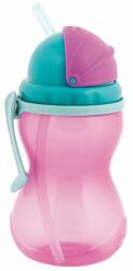 Canpol babies Преходно нетечащо шише с мека сламка Canpol - Розово, 370 ml (56/113_pin)