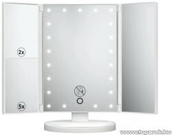 Livarno Home MKSLK 6 A2 WH Két oldalán behajtható és dönthető LED-es kozmetikai sminktükör 2 nagyítási fokozattal (2x és 5x), fehér