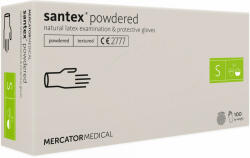 Santex rugalmas latex púderezett tejfehér orvosi kesztyű, 5.0g - 100 db, S méret