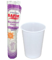 Safir Pahare 200 cc PP Premium Safir, albe , D72 mm, h85 mm , 100buc, 30 set bax (9612)