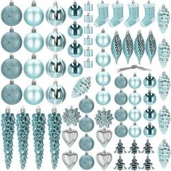 SPRINGOS Set de 72 ornamente de Crăciun, albastru și alb (CA0855)