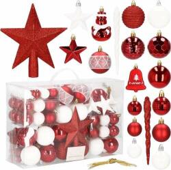 SPRINGOS Set de ornamente de Crăciun, set de 105 ornamente de Crăciun, roșu și alb (CA0860)