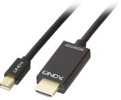 Lindy Kijelző csatlakozó / HDMI Csatlakozókábel [1x Mini DisplayPort dugó - 1x HDMI dugó] 2.00 m Fekete (36927) (36927)