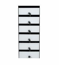  Modul 6 LUX postafiók fehér Lacobel üvegajtóval és fekete kerettel (L6-C9005-U9010)
