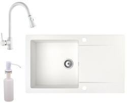 NERO Gold + kihúzható zuhanyfejes Snake csaptelep + adagoló (fehér)