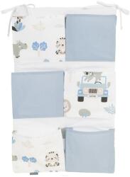 MT MTT Zsebes tároló kiságyra - Szafari állatai kék járművel