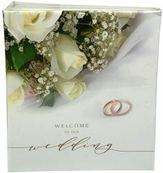 P&O Esküvői bedugós fényképalbum - 200 db 10x15 cm - rózsás / karikagyűrűs (PP46200-23-03WELCOME-ROZSA)