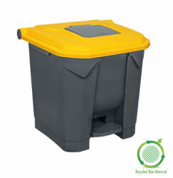 PLANET Szelektív hulladékgyűjtő konténer, műanyag, pedálos, antracit/sárga, 30L (ALUP225S)