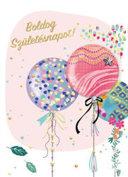  Cardex képeslap Boldog Születésnapot! , rózsaszín lufis, borítékkal (LUFI193792)