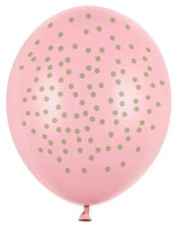 Partydeco Mintás lufi 11" 28cm Rózsaszín pöttyös (LUFI636102)