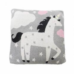 Bizzi Growin Perna decor bumbac unicorn gri/roz