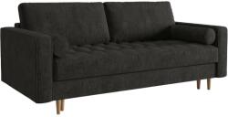 Micadoni Fekete szövet háromszemélyes kanapéágy MICADONI Gobi 225 cm, fa talppal (MIC3SF86GOBI8)