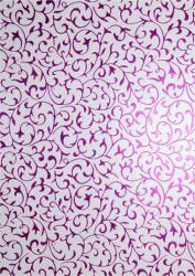  Hârtie decorativă metalizată alb - dantelă roz 56x76 1 buc