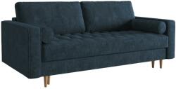 Micadoni Gobi 225 cm-es kék szövet háromszemélyes kanapéágy fa talppal (MIC3SF86GOBI5)