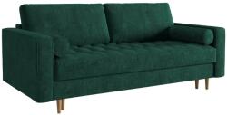 Micadoni Zöld szövet háromszemélyes kanapéágy MICADONI Gobi 225 cm, fa talppal (MIC3SF86GOBI2)