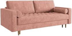 Micadoni Gobi rózsaszín szövet háromszemélyes kanapéágy 225 cm, fa talppal (MIC3SF86GOBI4)