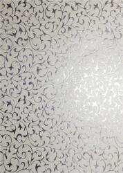 Hârtie decorativă metalizată ecru - dantelă argintie 56x76 1 buc