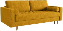 Micadoni Gobi 225 cm-es sárga szövet háromszemélyes kanapéágy fa talppal (MIC3SF86GOBI3)