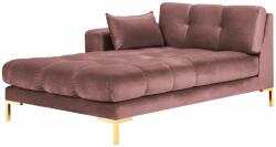 MICADONI Rózsaszín bársony fotel MICADONI MAMAIA 185 cm, arany alappal, bal (MIC_CHL_E1_MAMAIA4)