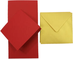 Set de hârtie ecologică simplă decorativă Nettuno 280g Rosso Fuocco roșu cu pliere + plicuri pătrate K4 Aster Metallic Cherish a