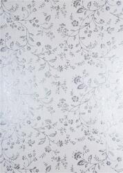 Hârtie decorativă metalizată alb - flori argintii 56x76 1 buc