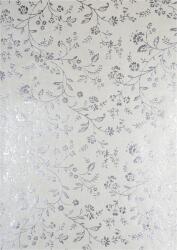 Hârtie decorativă metalizată ecru - flori argintii 56x76 1 buc