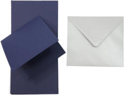 Set de hârtie ecologică simplă decorativă Nettuno 280g Blue Navy albastru marine cu pliere + plicuri pătrate K4 Aster Metallic S