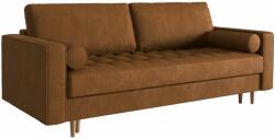 Micadoni Konyakbarna bőr háromszemélyes kanapéágy MICADONI Gobi 225 cm (MIC3SF69GOBI3)