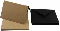 Set de hârtie ecologică simplă decorativă Kraft EKO PLUS 340g maro cu pliere + plicuri C6 Nero negru buc. 25