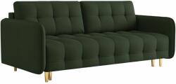Micadoni Sötétzöld szövet háromszemélyes kanapéágy MICADONI SCALETA 219 cm arany alappal (MIC3SFA1SCAL6)