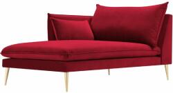 MICADONI Piros bársony fotel MICADONI AGATE 165 cm, balra arany alappal (MICCHL2F1AGATE9)