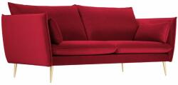 Micadoni Piros bársony háromszemélyes kanapé MICADONI AGATE 223 cm, arany alappal (MIC4SF1AGATE9)